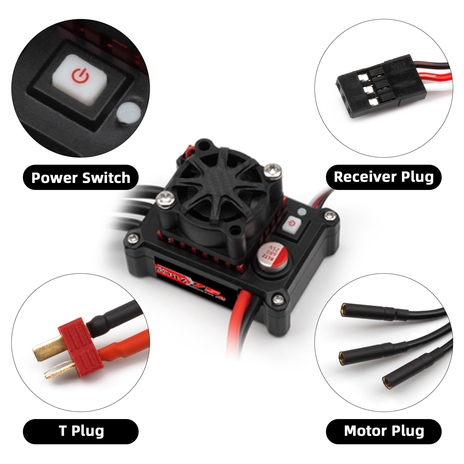 Amazon.com: RCXAZ Brushless Splash-Proof Power Combo ESC 75A/480
